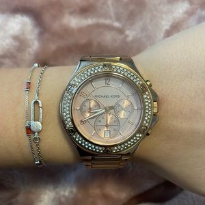 copper Michael Kors watch with crystals